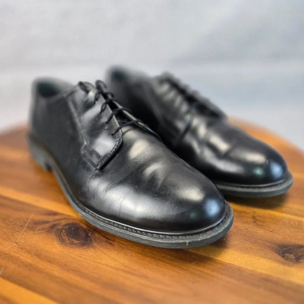 Bates Mens High Gloss Oxford Uniform Shoes Black E00968C‎ Vibram Sole Size 13 D